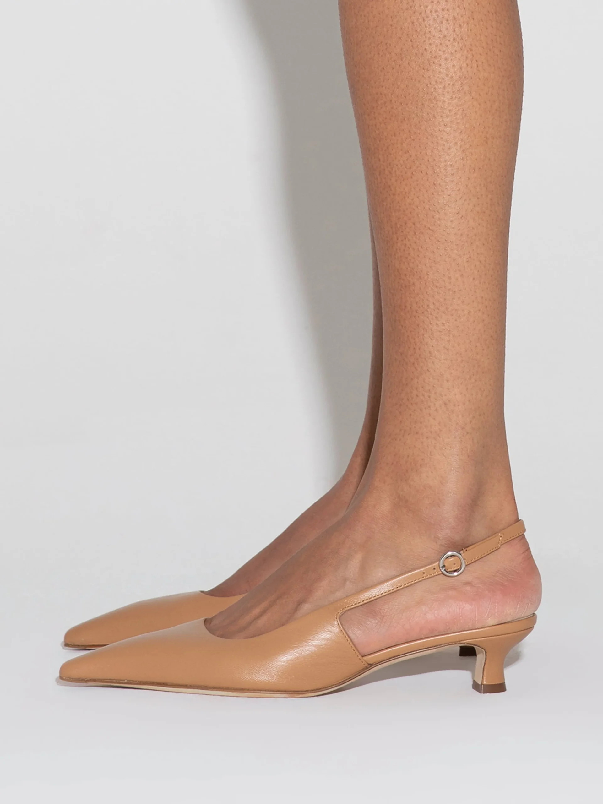 New Aeyde Catrina Leather Slingback Pumps Hazelnut Nappa