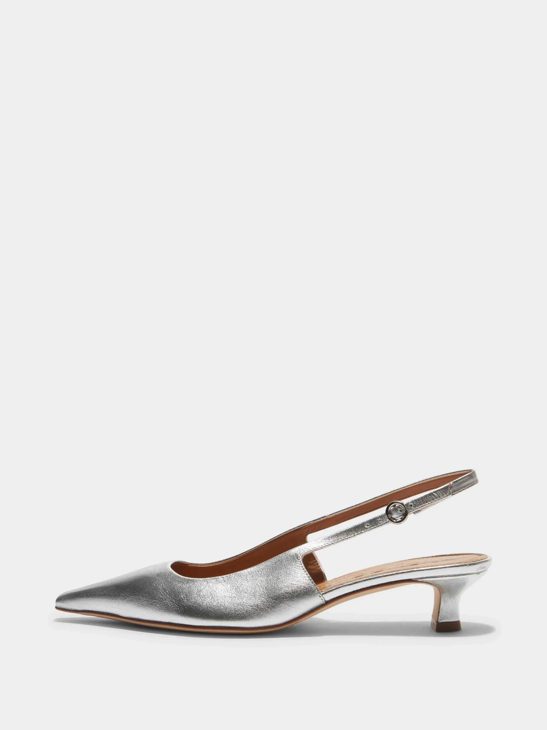Hot Aeyde Catrina Leather Slingback Pumps Silver Nappa