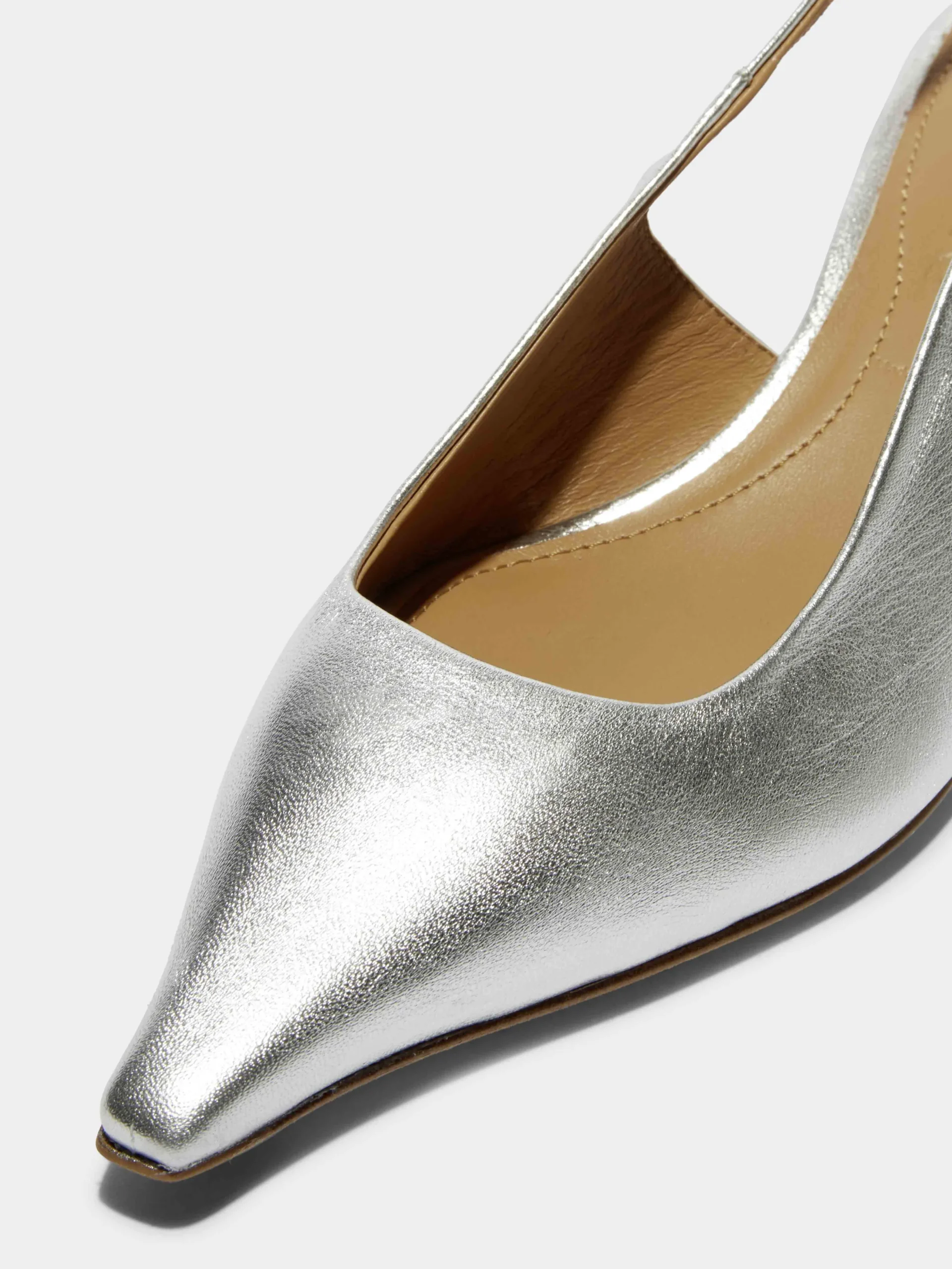 Hot Aeyde Catrina Leather Slingback Pumps Silver Nappa