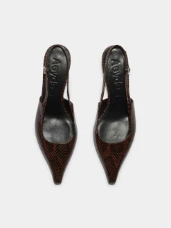 Best Aeyde Catrina Leather Slingback Pumps Moka Snake