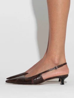 Best Aeyde Catrina Leather Slingback Pumps Moka Snake