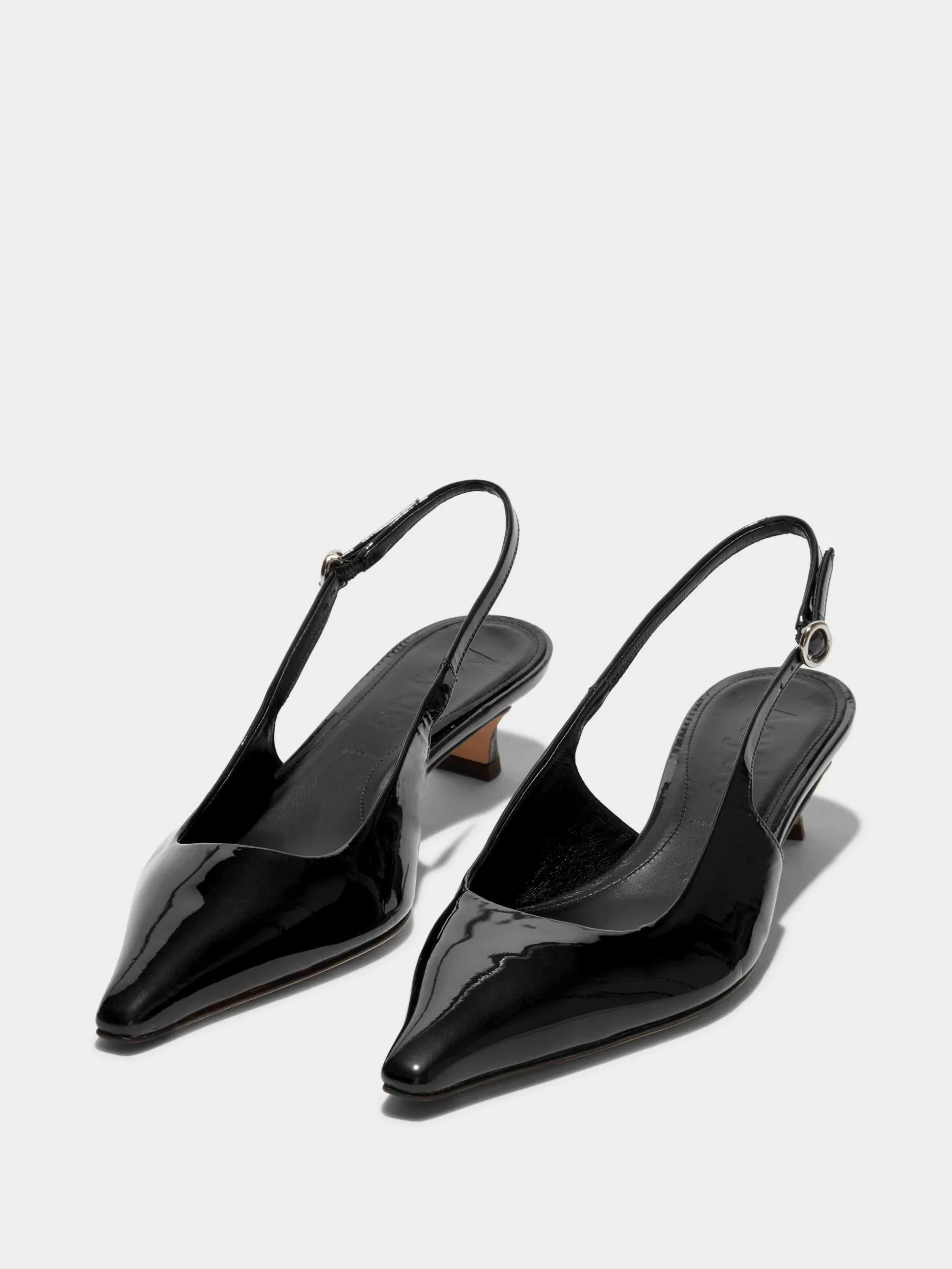 Clearance Aeyde Catrina Leather Slingback Pumps Black Patent