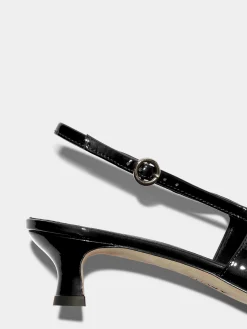 Clearance Aeyde Catrina Leather Slingback Pumps Black Patent