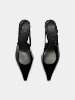 Clearance Aeyde Catrina Leather Slingback Pumps Black Patent