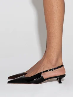 Clearance Aeyde Catrina Leather Slingback Pumps Black Patent