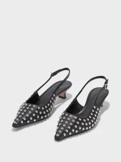 Hot Aeyde Catrina Studded Slingback Pumps Black Nappa