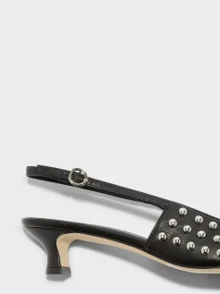 Hot Aeyde Catrina Studded Slingback Pumps Black Nappa
