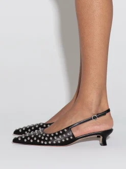 Hot Aeyde Catrina Studded Slingback Pumps Black Nappa