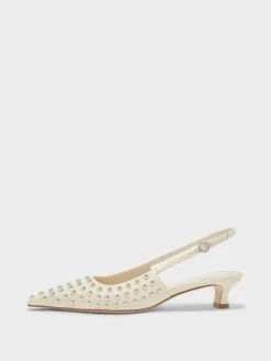 Fashion Aeyde Catrina Studded Slingback Pumps Creamy Nappa