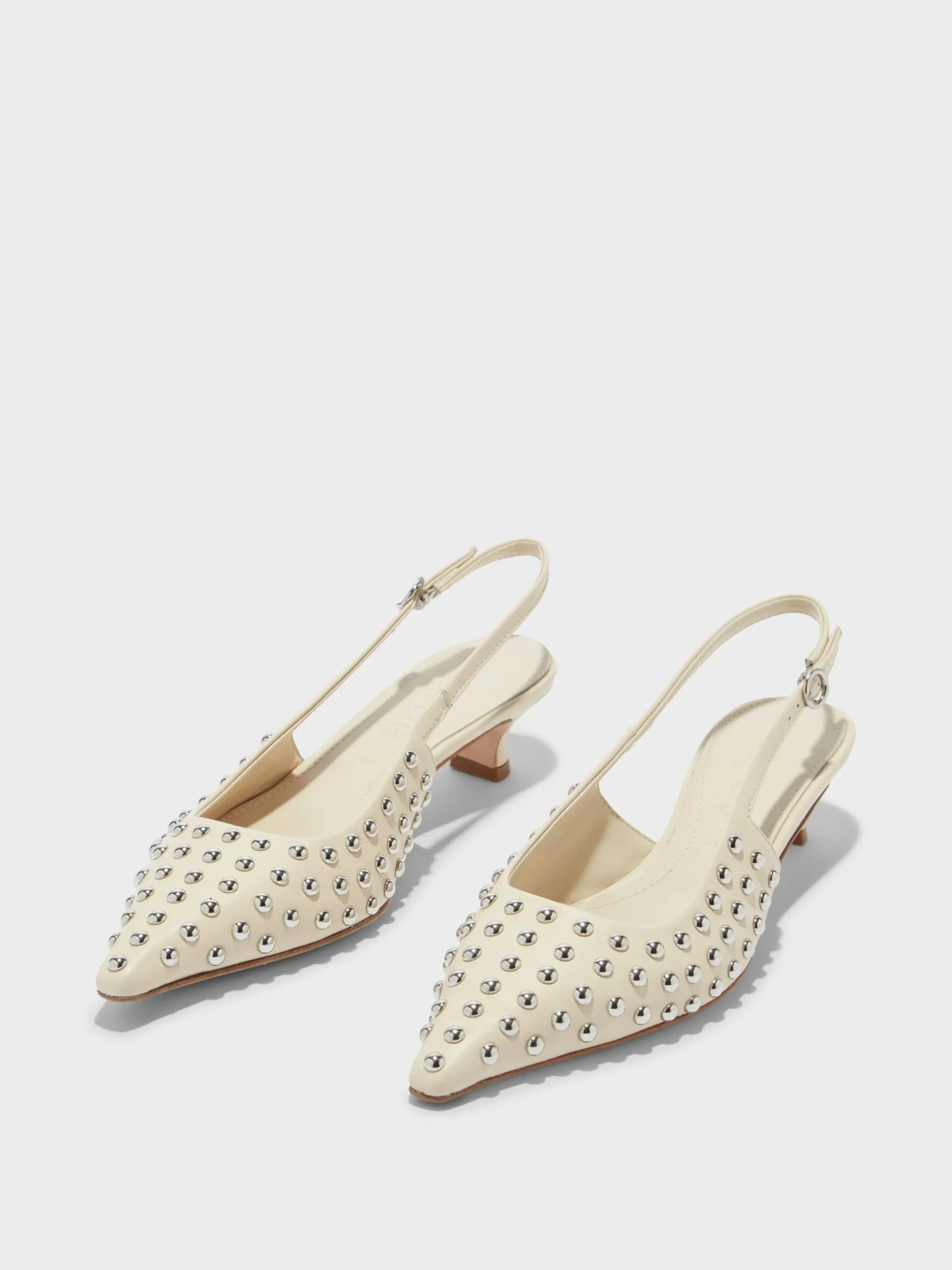Fashion Aeyde Catrina Studded Slingback Pumps Creamy Nappa