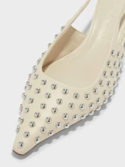Fashion Aeyde Catrina Studded Slingback Pumps Creamy Nappa