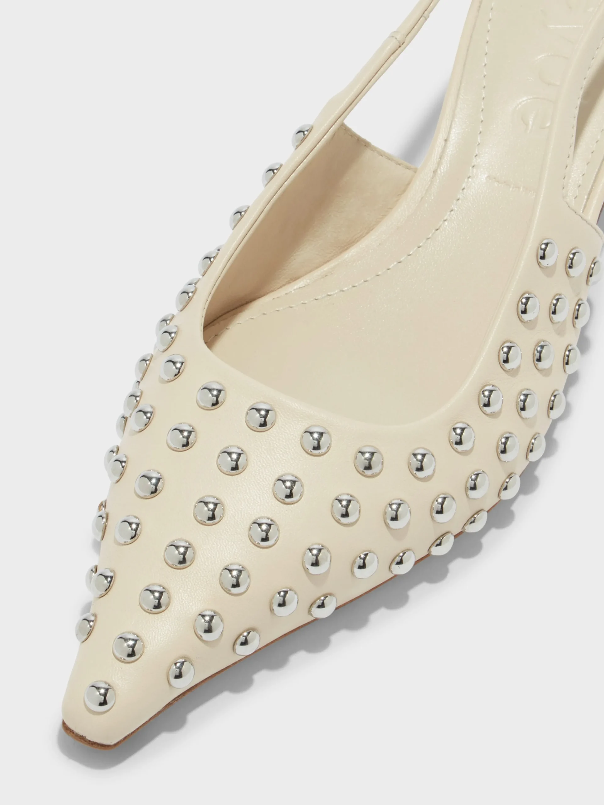 Fashion Aeyde Catrina Studded Slingback Pumps Creamy Nappa