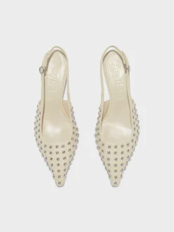 Fashion Aeyde Catrina Studded Slingback Pumps Creamy Nappa