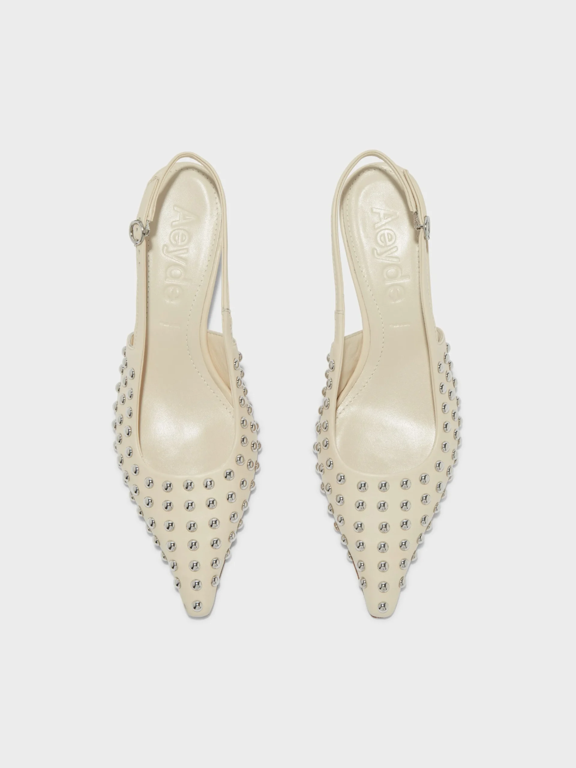 Fashion Aeyde Catrina Studded Slingback Pumps Creamy Nappa