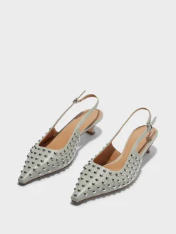 Sale Aeyde Catrina Studded Slingback Pumps Cloud Nappa
