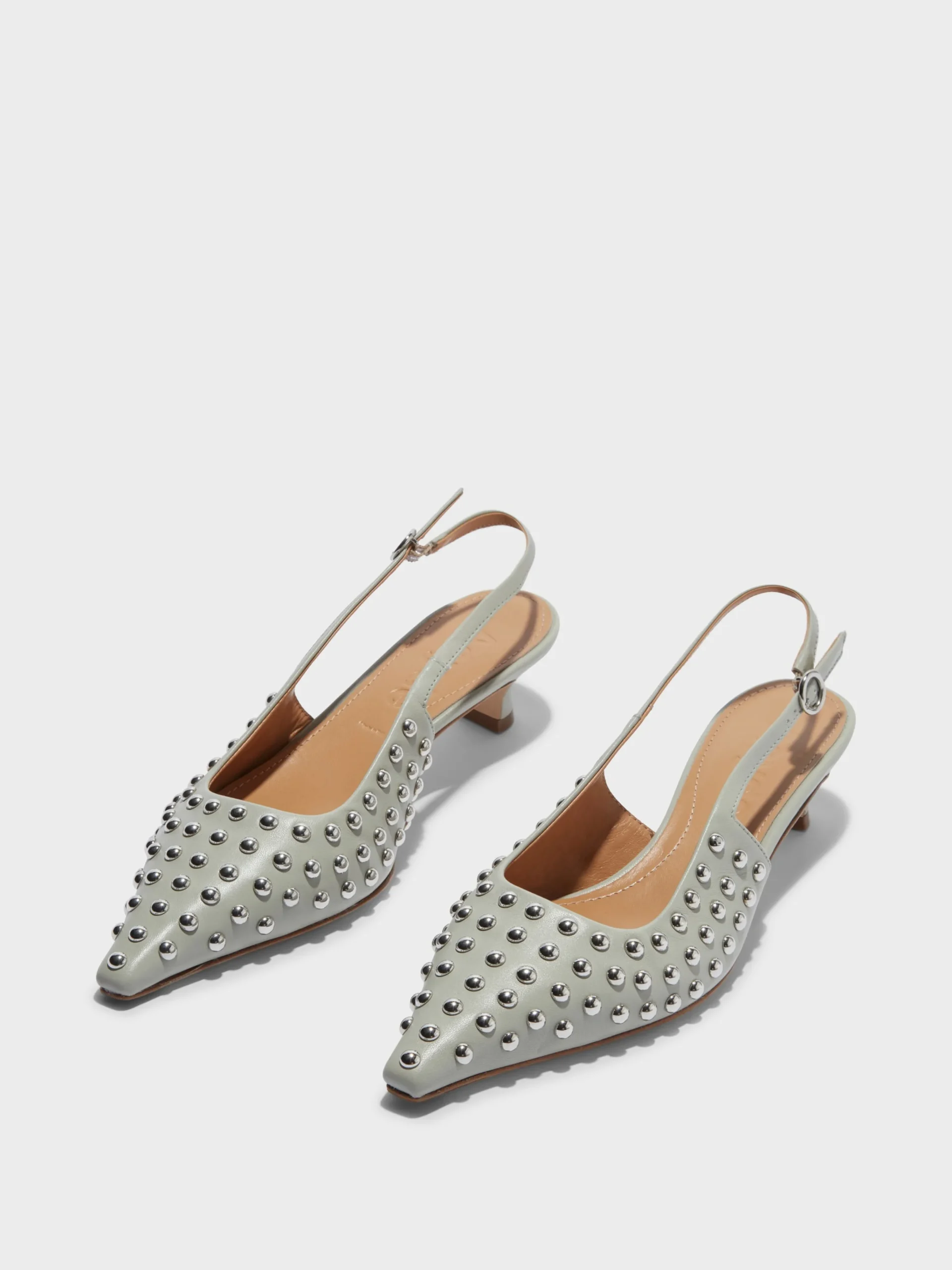 Sale Aeyde Catrina Studded Slingback Pumps Cloud Nappa