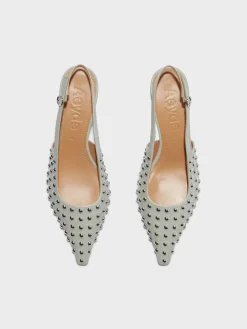 Sale Aeyde Catrina Studded Slingback Pumps Cloud Nappa