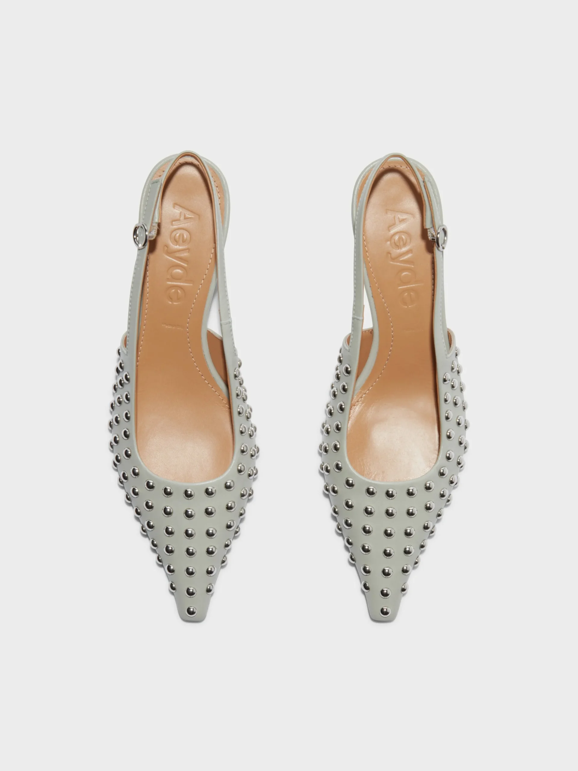 Sale Aeyde Catrina Studded Slingback Pumps Cloud Nappa