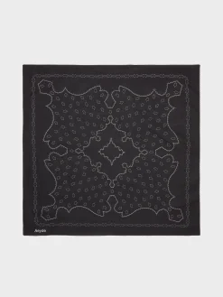 Clearance Aeyde Dakota Printed Cotton Scarf Black Cotton
