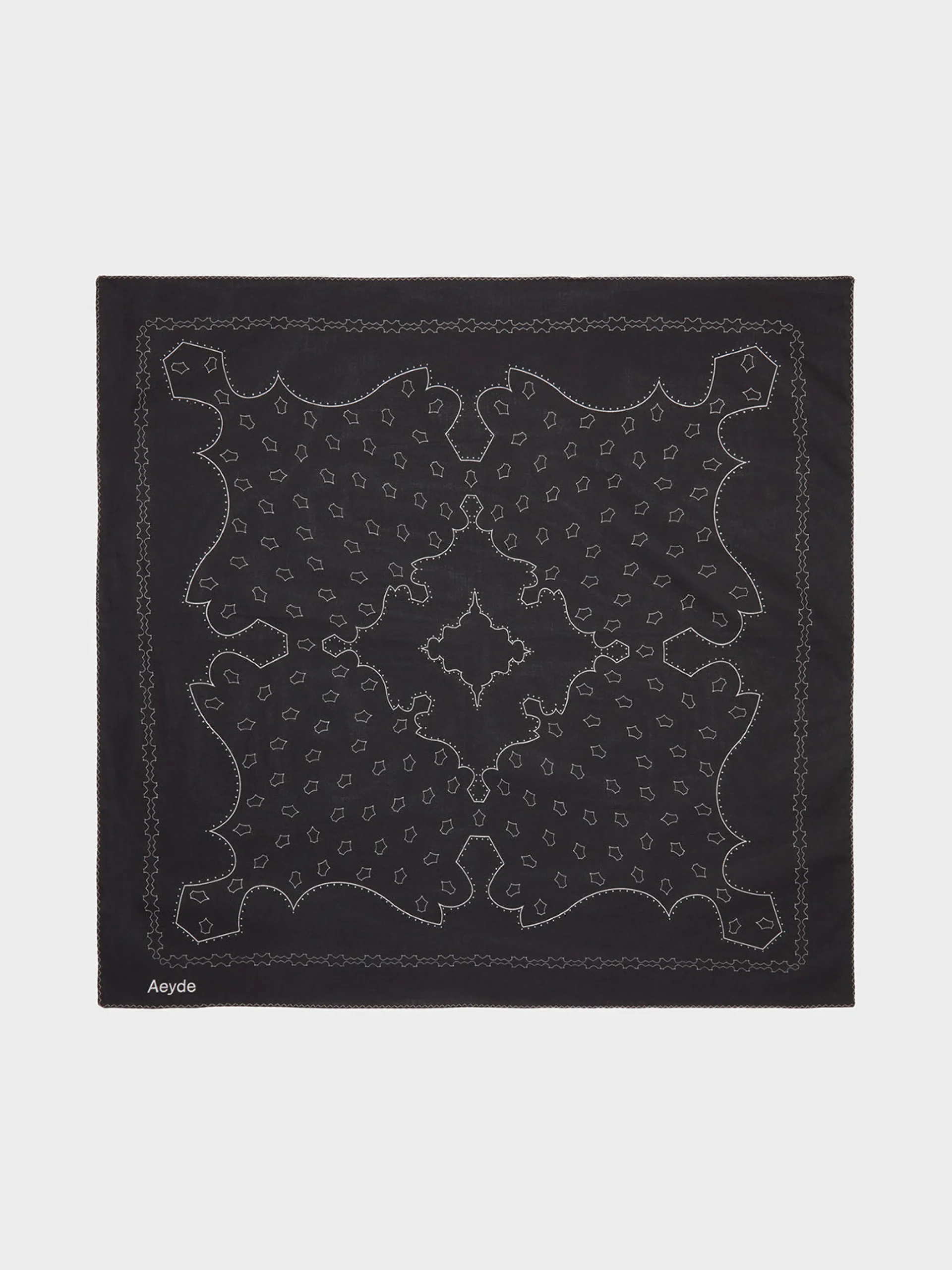Clearance Aeyde Dakota Printed Cotton Scarf Black Cotton