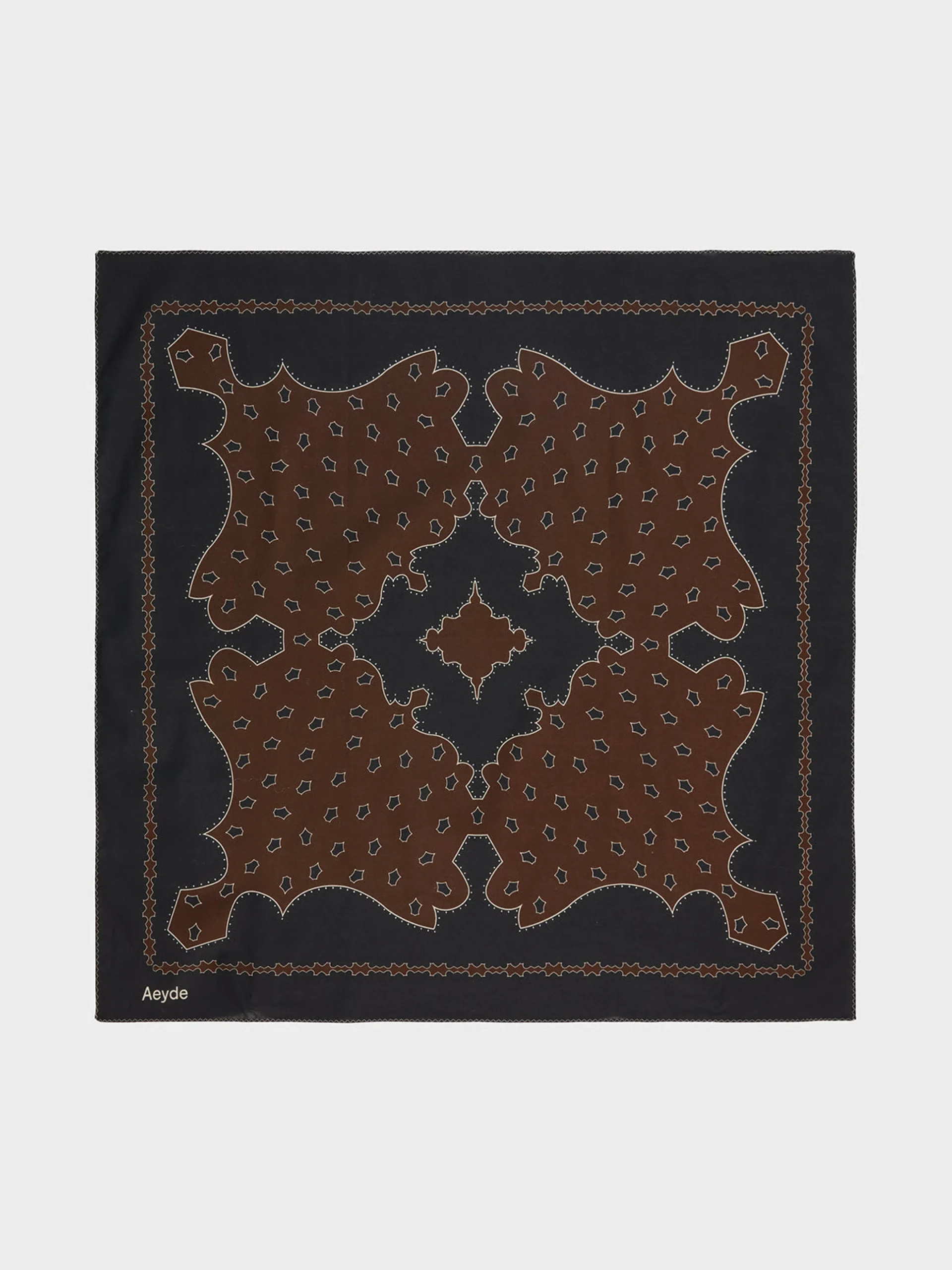 Sale Aeyde Dakota Printed Cotton Scarf Black/Moka Cotton