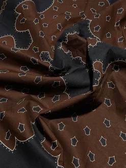 Sale Aeyde Dakota Printed Cotton Scarf Black/Moka Cotton