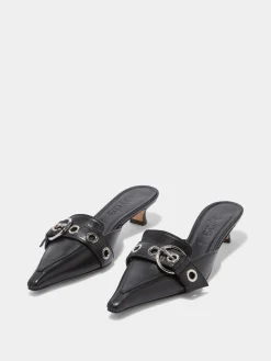 Outlet Aeyde Danielle Leather Mules Black Nappa