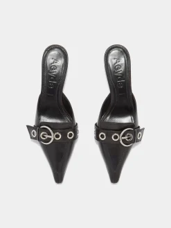 Outlet Aeyde Danielle Leather Mules Black Nappa