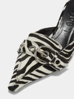 Outlet Aeyde Danielle Ponyhair Mules Creamy Ponyhair