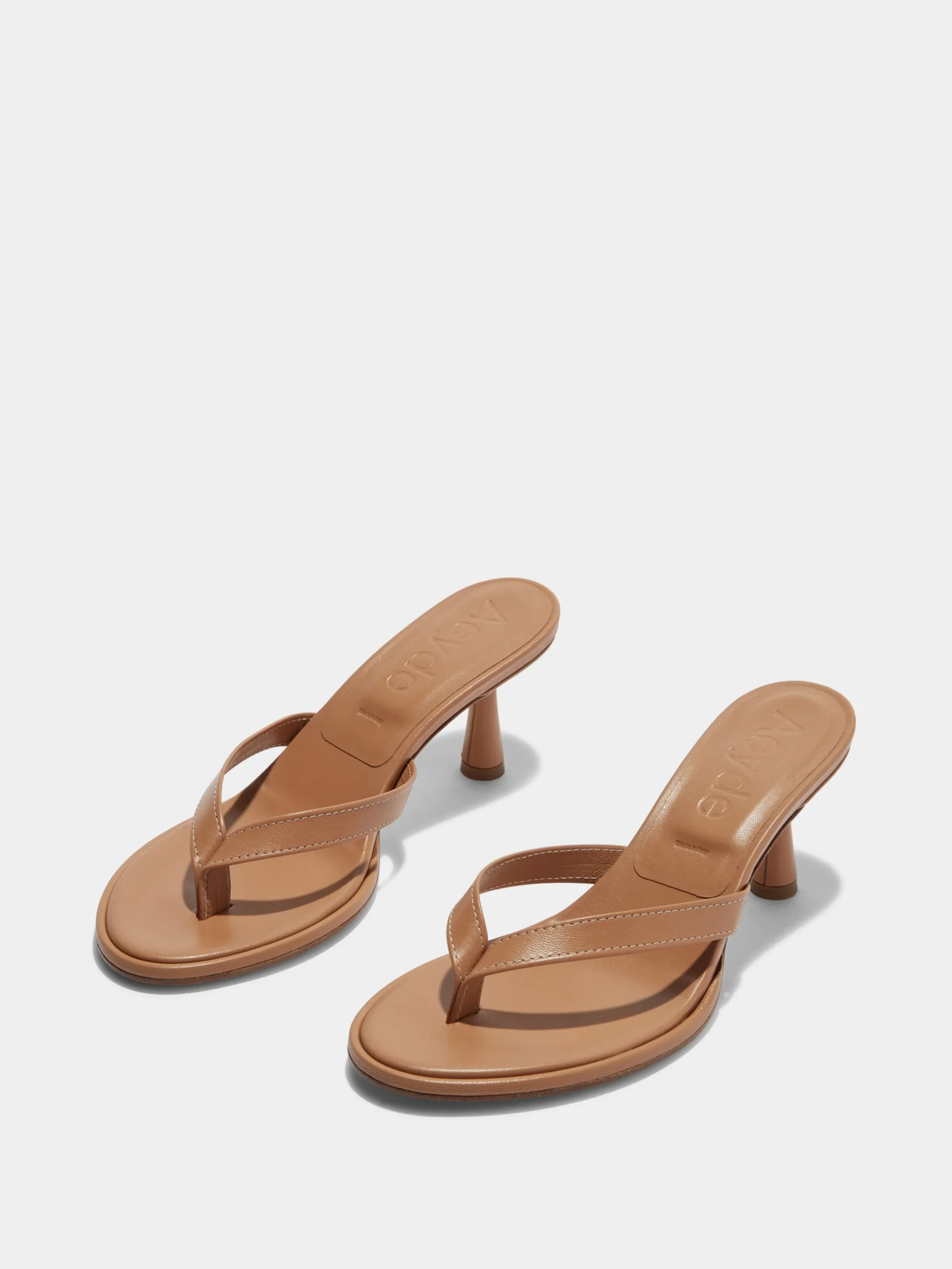 Discount Aeyde Daphne Leather Thong Sandals Hazelnut Nappa
