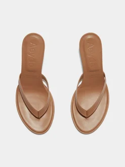 Discount Aeyde Daphne Leather Thong Sandals Hazelnut Nappa