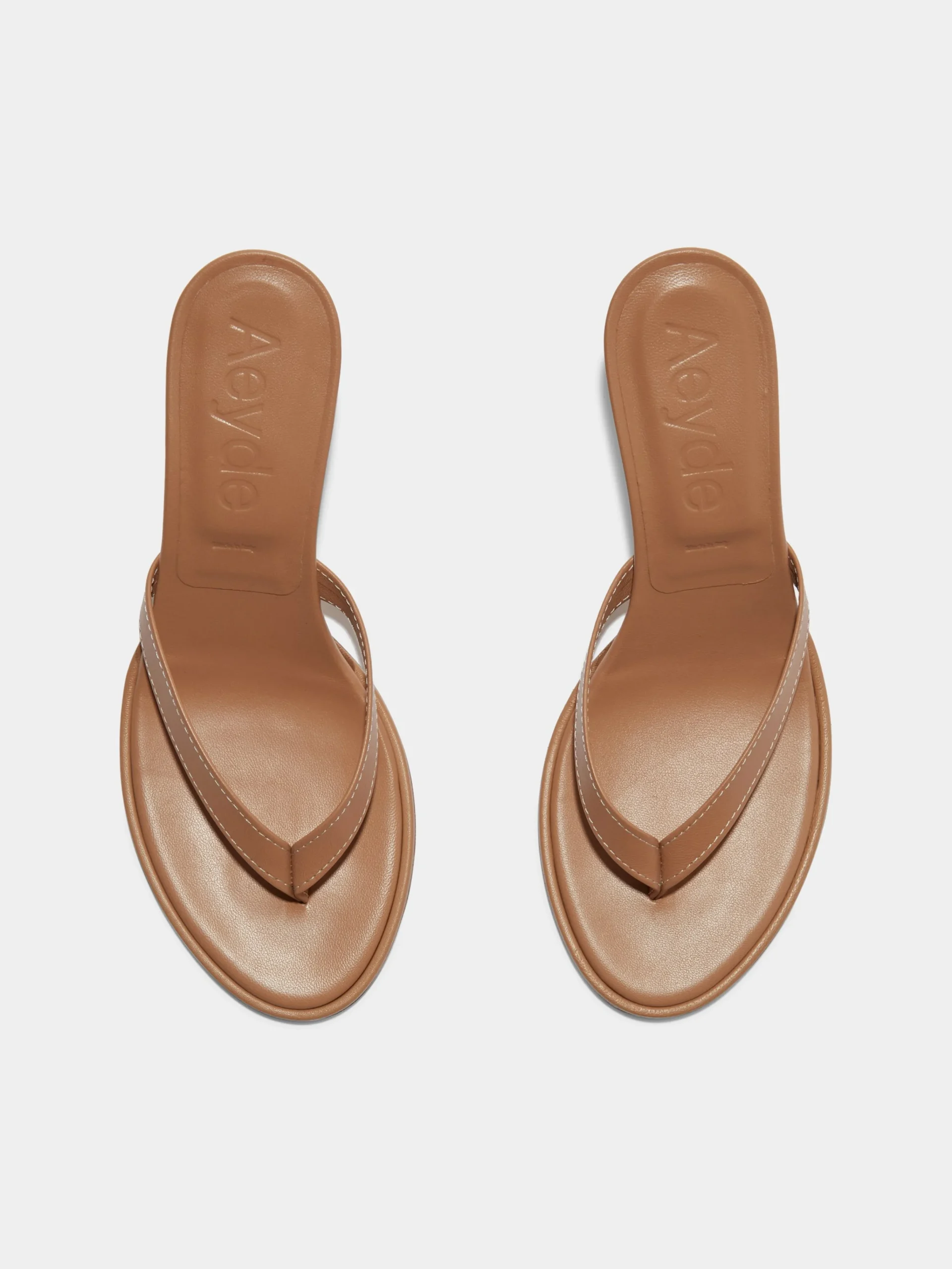 Discount Aeyde Daphne Leather Thong Sandals Hazelnut Nappa