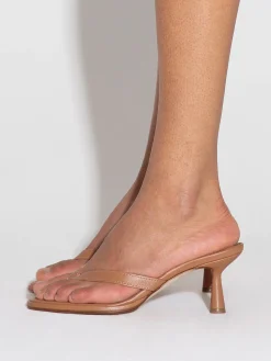 Discount Aeyde Daphne Leather Thong Sandals Hazelnut Nappa