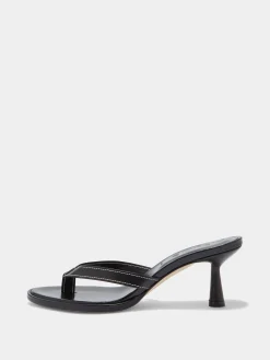 Discount Aeyde Daphne Leather Thong Sandals Black Nappa