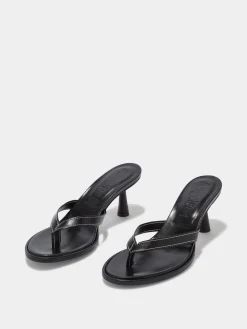 Discount Aeyde Daphne Leather Thong Sandals Black Nappa