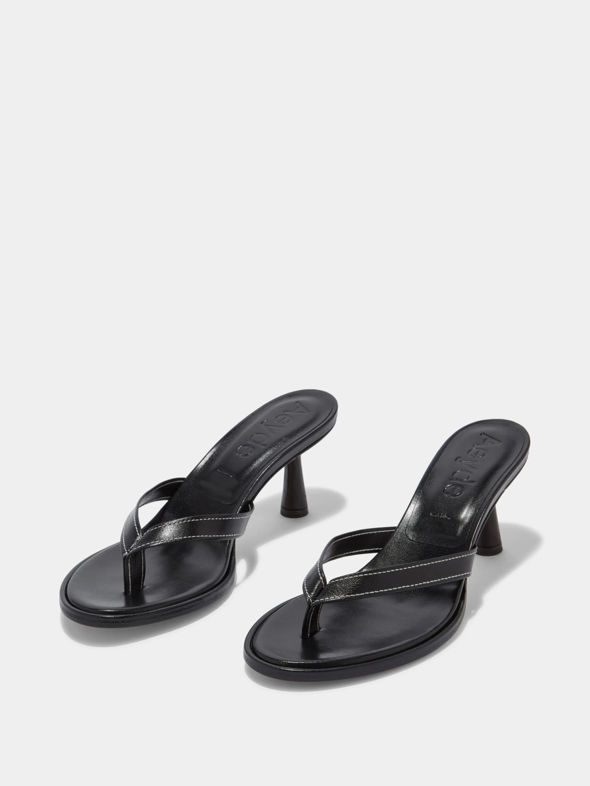 Discount Aeyde Daphne Leather Thong Sandals Black Nappa