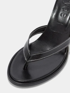 Discount Aeyde Daphne Leather Thong Sandals Black Nappa