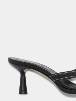 Discount Aeyde Daphne Leather Thong Sandals Black Nappa