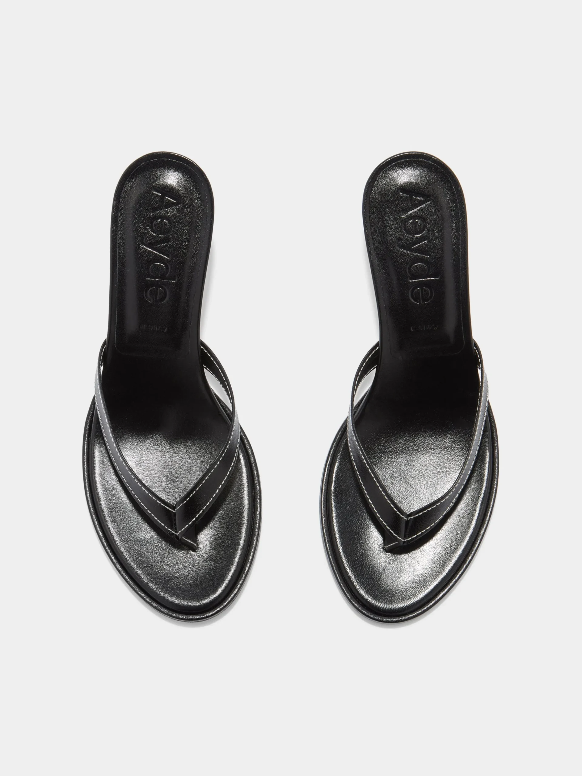 Discount Aeyde Daphne Leather Thong Sandals Black Nappa