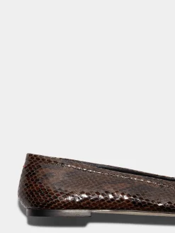 Discount Aeyde Delfina Leather Ballet Flats Moka Snake