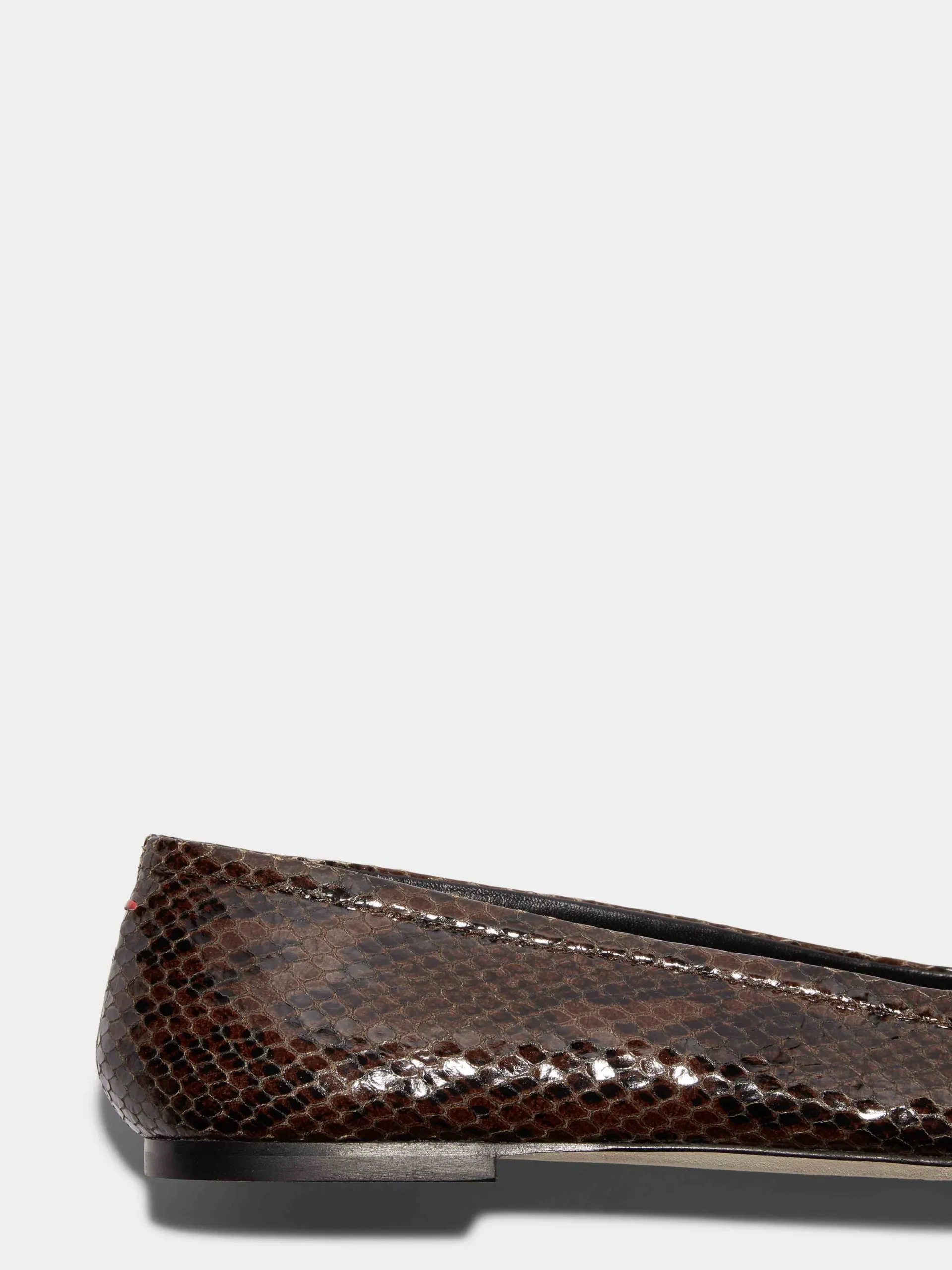 Discount Aeyde Delfina Leather Ballet Flats Moka Snake