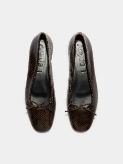 Discount Aeyde Delfina Leather Ballet Flats Moka Snake