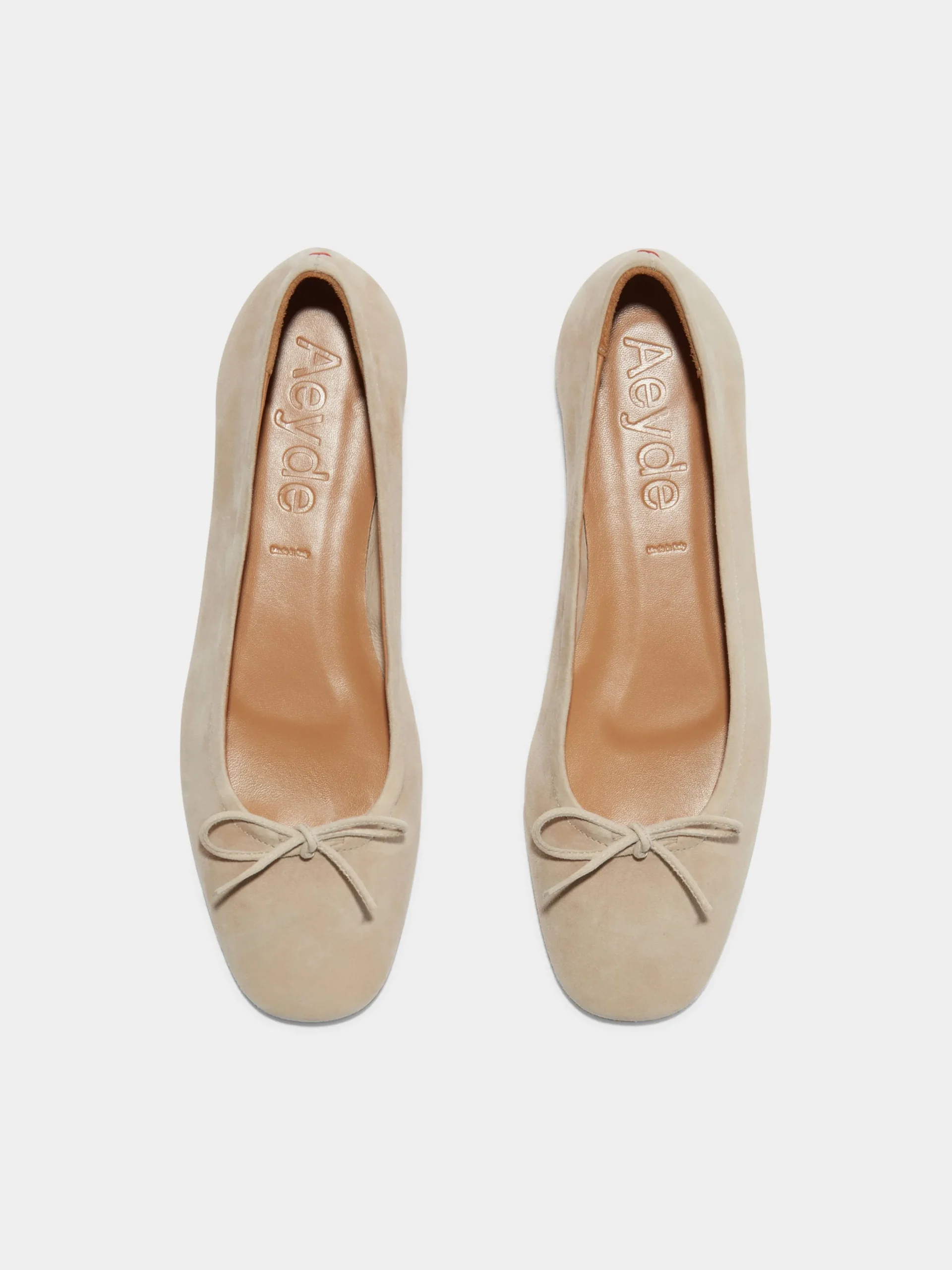 Discount Aeyde Delfina Suede Ballet Flats Latte Suede