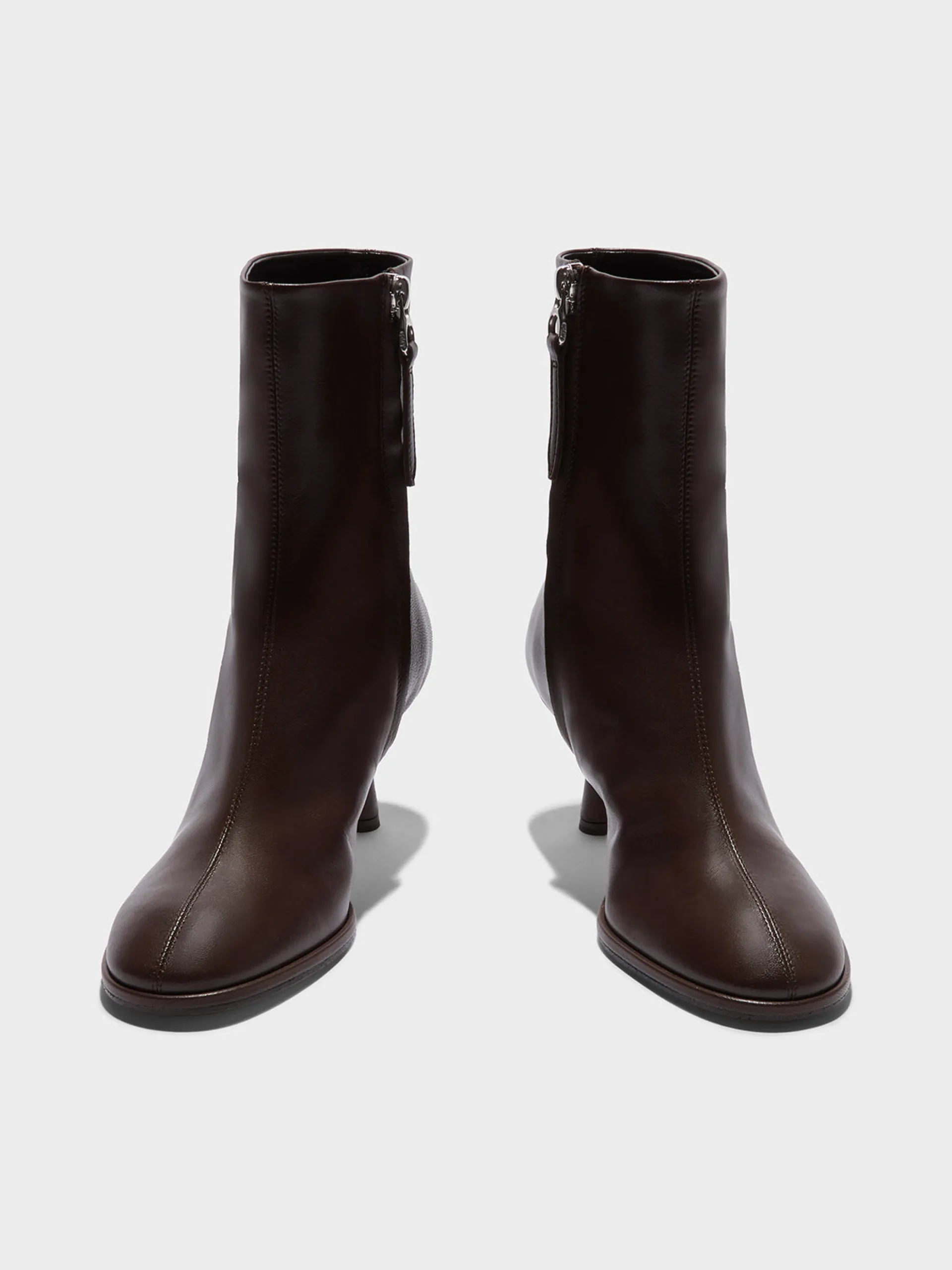 Outlet Aeyde Dorothy Leather Ankle Boots Moka Nappa