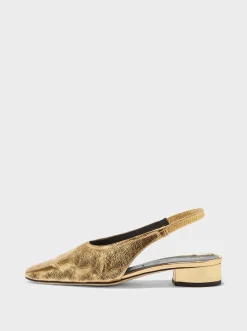 Hot Aeyde Dua Laminated Leather Slingback Gold Crackle