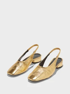 Hot Aeyde Dua Laminated Leather Slingback Gold Crackle