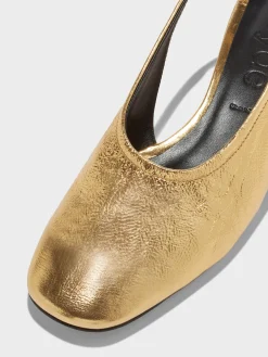 Hot Aeyde Dua Laminated Leather Slingback Gold Crackle