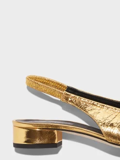 Hot Aeyde Dua Laminated Leather Slingback Gold Crackle