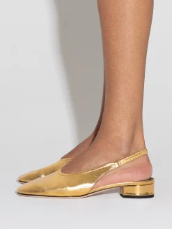 Hot Aeyde Dua Laminated Leather Slingback Gold Crackle