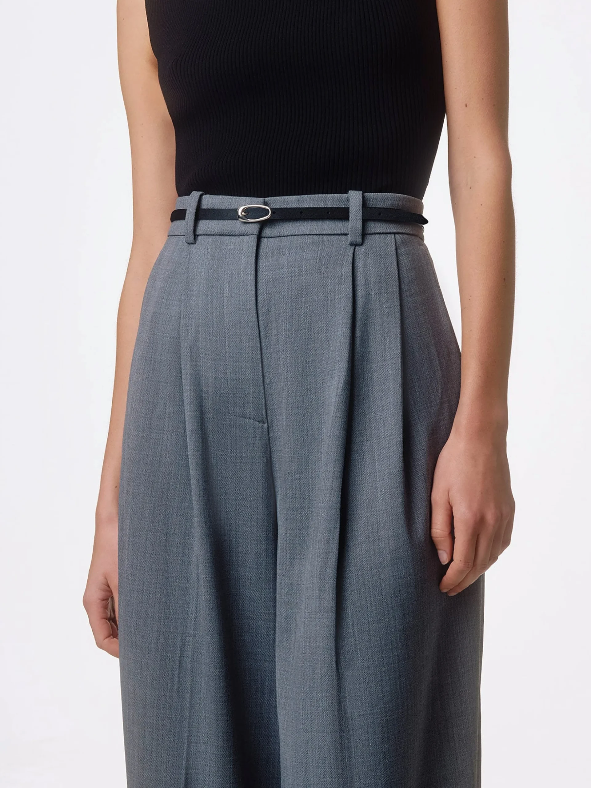 Sale Aeyde Elby Leather Belt Black/Silver